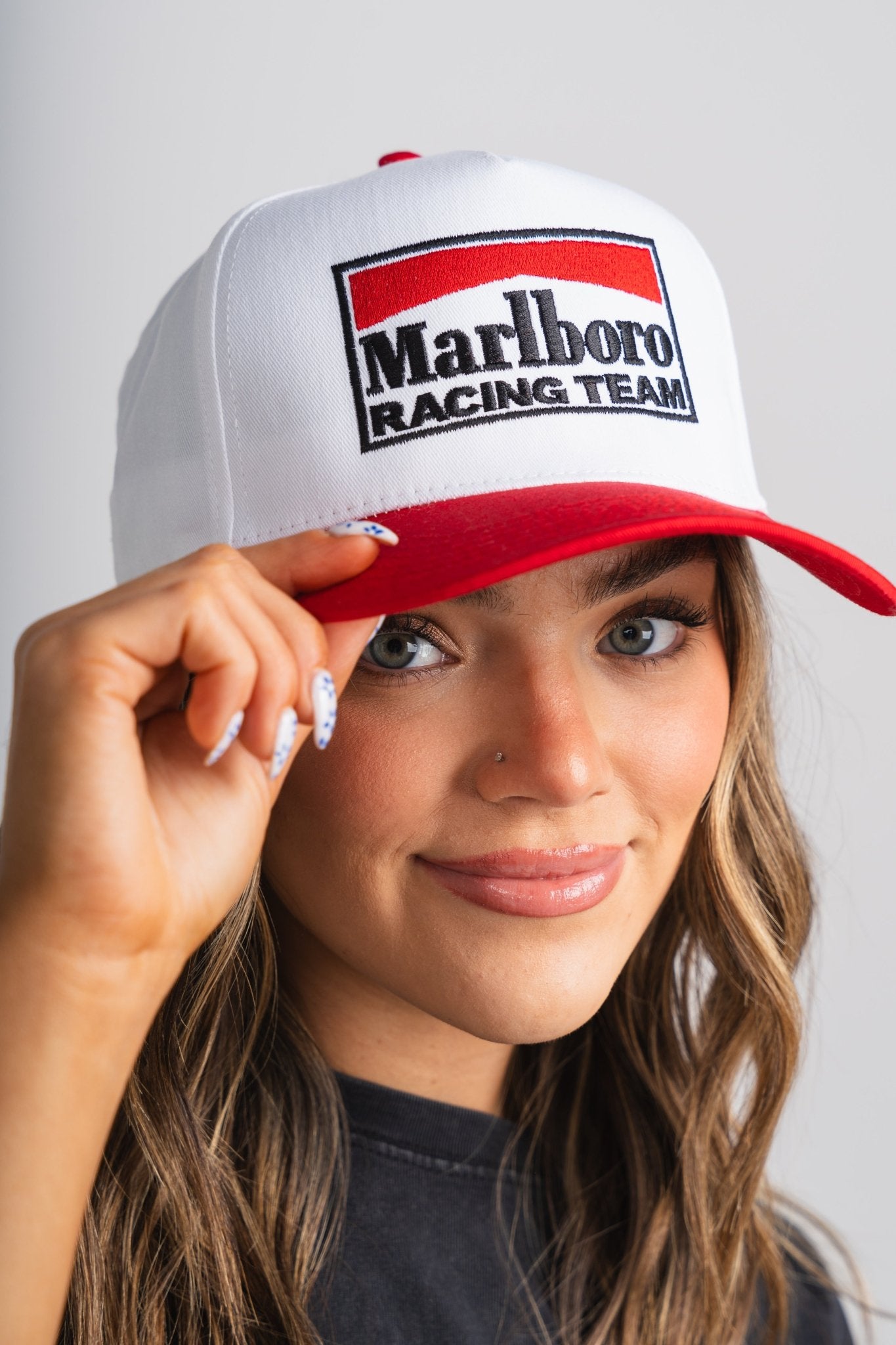 Marlboro racing vintage hat white/red - Trendy Hats at Lush Fashion Lounge Boutique in Oklahoma City