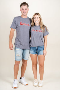 OU OU Sooners classic script t-shirt grey T-shirts | Lush Fashion Lounge Trendy Oklahoma University Sooners Apparel & Cute Gameday T-Shirts