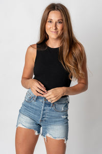 Round neck bodysuit black - Cute bodysuit - Trendy Bodysuits at Lush Fashion Lounge Boutique in Oklahoma City