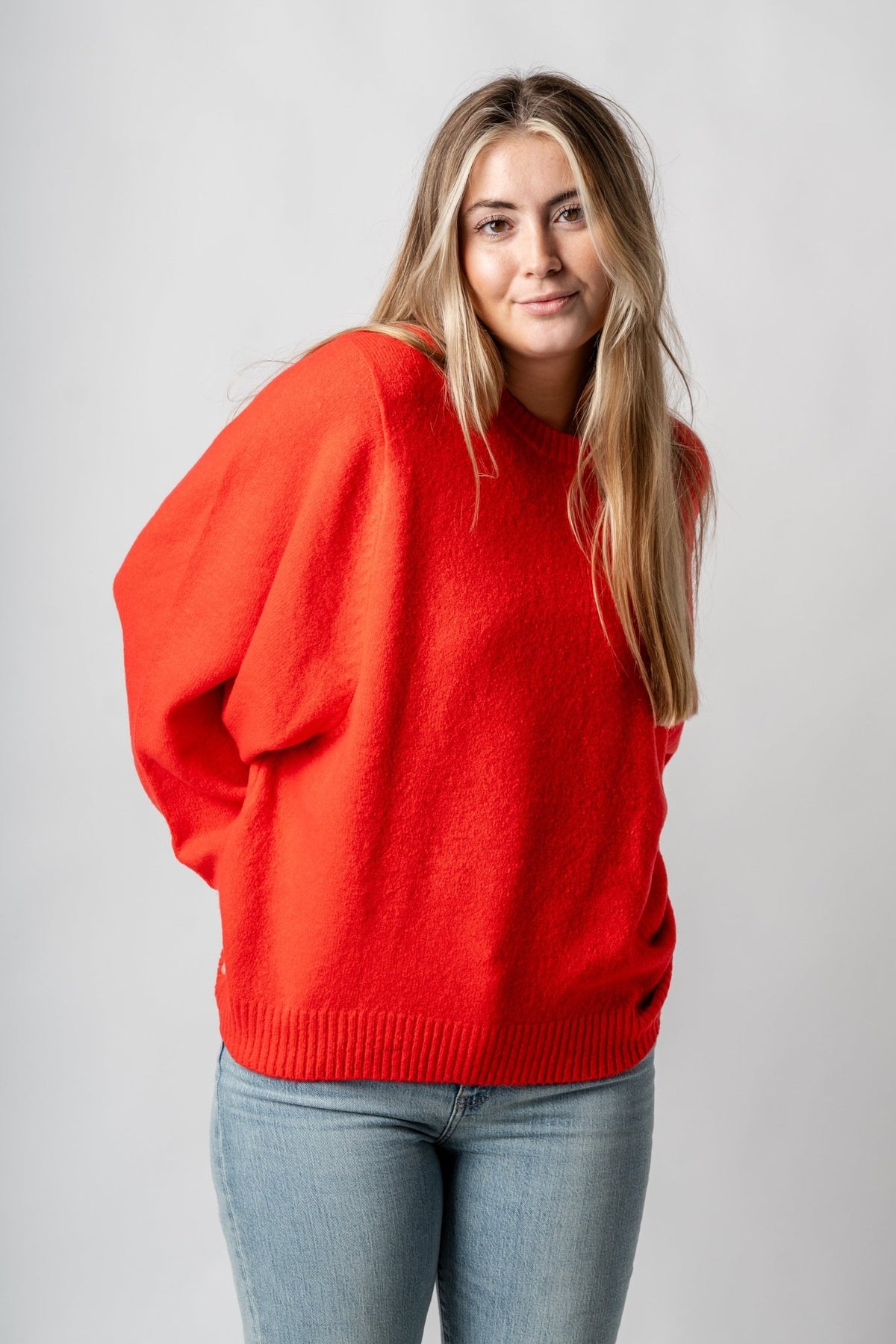 Oversized crew sweater red – Boutique Sweaters | Fashionable Sweaters at Lush Fashion Lounge Boutique in Oklahoma City