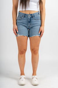 Just USA high rise boyfriend shorts medium denim - Cute shorts - Fun Vacay Basics at Lush Fashion Lounge Boutique in Oklahoma City