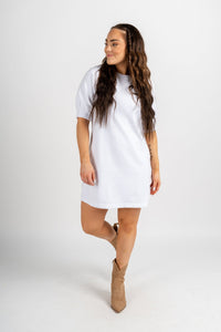 Z Supply Gigi terry mini dress white - Z Supply Dress - Z Supply Clothing at Lush Fashion Lounge Trendy Boutique Oklahoma City