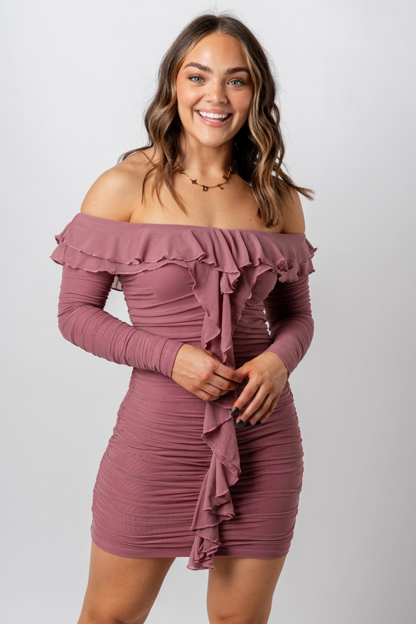 Mesh fairy mini dress mauve - Cute Dresses - Trendy Dresses at Lush Fashion Lounge Boutique in Oklahoma City