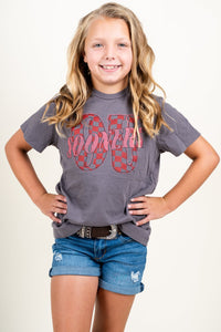 OU Kids OU twisted check t-shirt charcoal T-shirts | Lush Fashion Lounge Trendy Oklahoma University Sooners Apparel & Cute Gameday T-Shirts