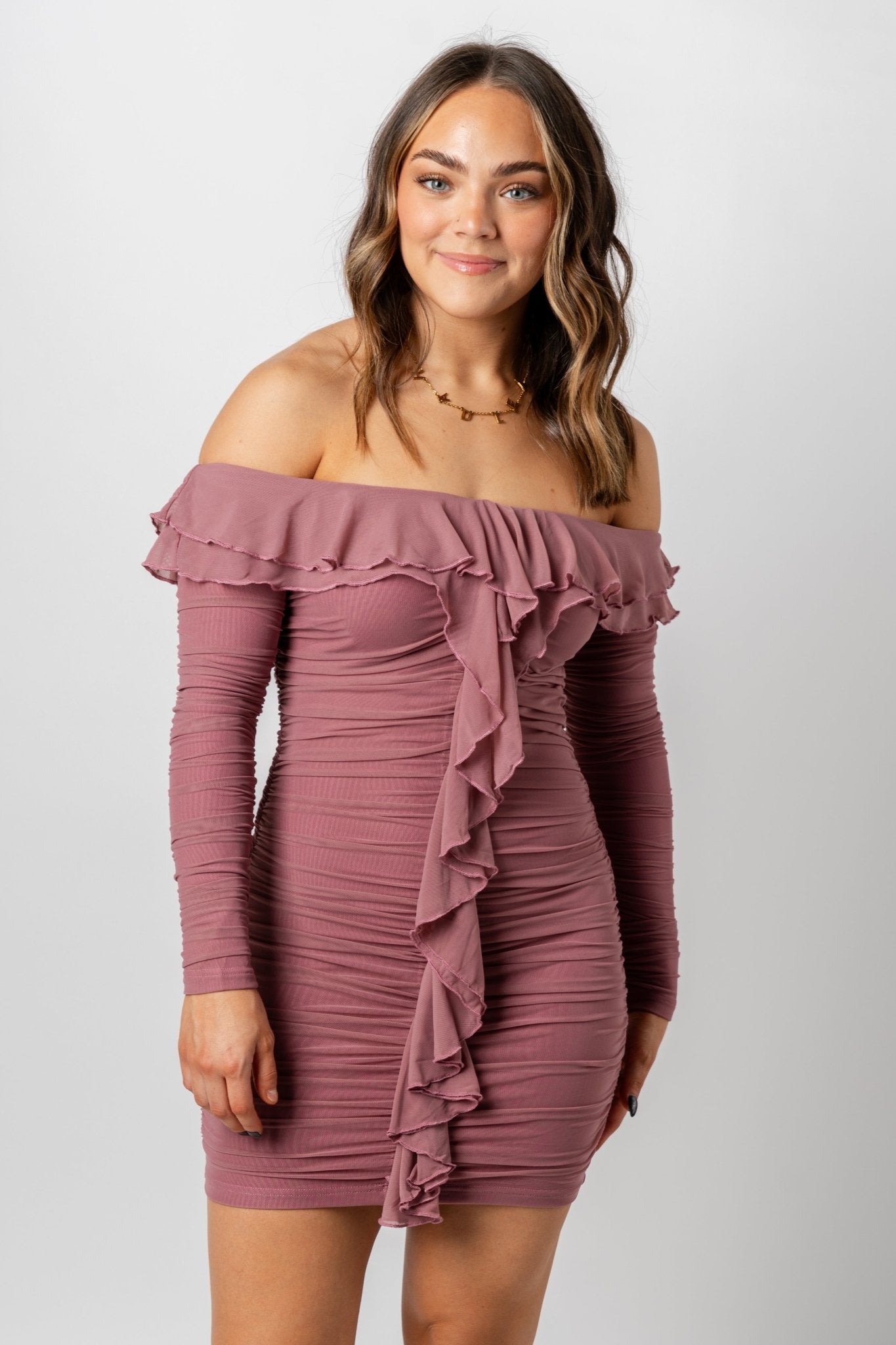 Mesh fairy mini dress mauve - Affordable Dresses - Boutique Dresses at Lush Fashion Lounge Boutique in Oklahoma City