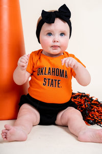 OSU Kids OSU State classic arch onesie orange Onesie | Lush Fashion Lounge Trendy Oklahoma State Cowboys Apparel & Cute Gameday T-Shirts
