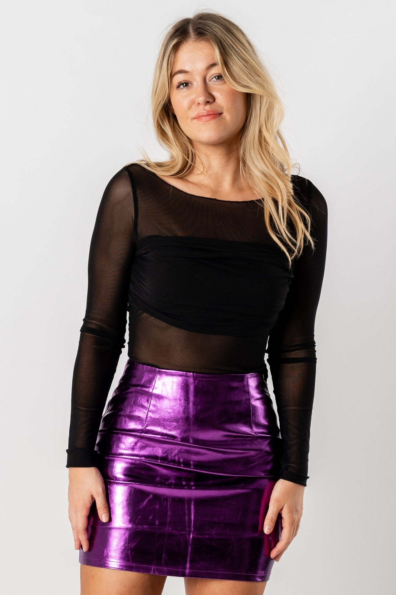 Metallic faux leather skirt purple | Lush Fashion Lounge: boutique fashion skirts, affordable boutique skirts, cute affordable skirts