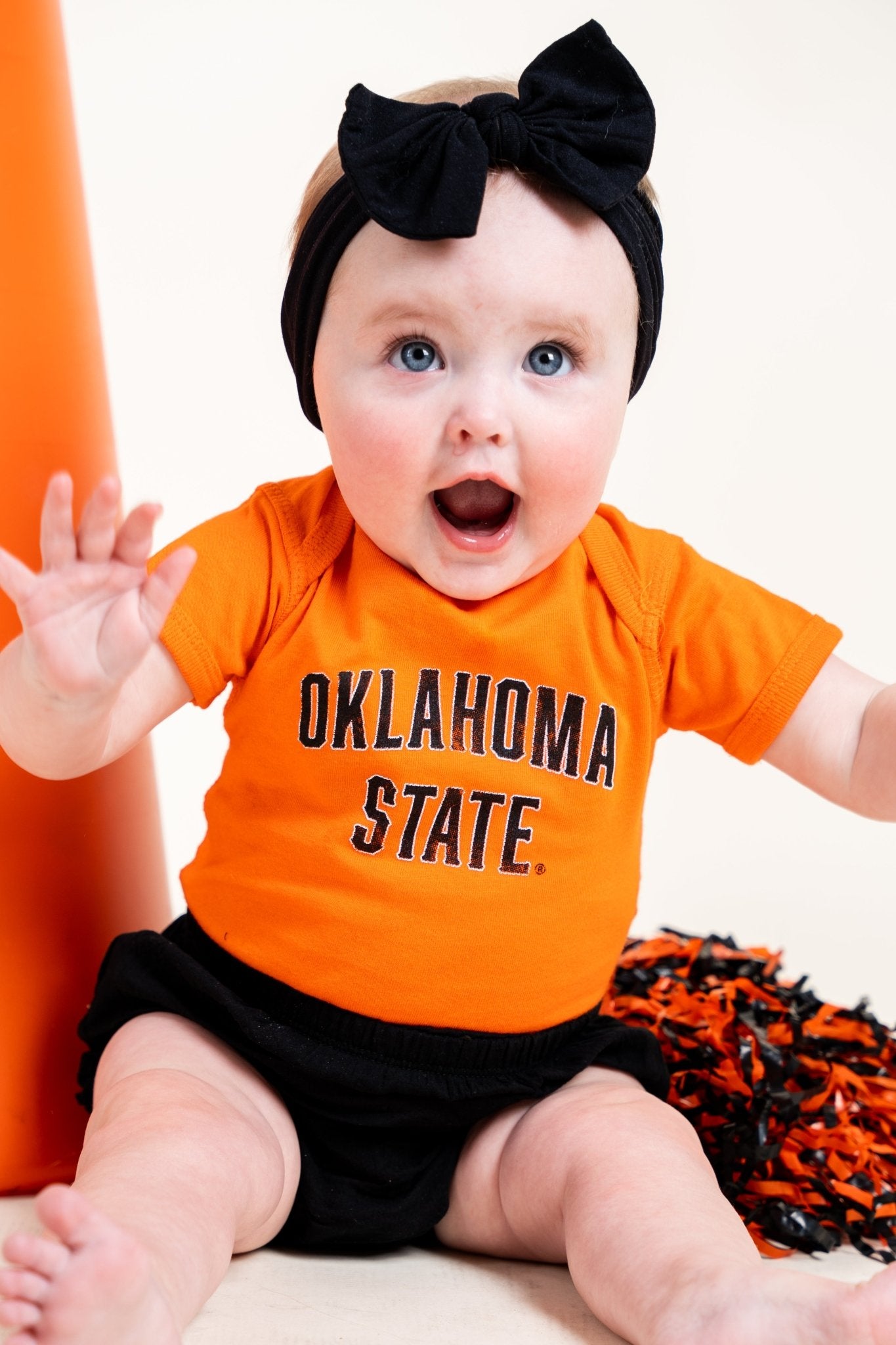 OSU Kids OSU State classic arch onesie orange Onesie | Lush Fashion Lounge Trendy Oklahoma State Cowboys Apparel & Cute Gameday T-Shirts