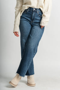 Daze pleaser high rise wide leg ankle jeans double text | Lush Fashion Lounge: boutique women's jeans, fashion jeans for women, affordable fashion jeans, cute boutique jeans