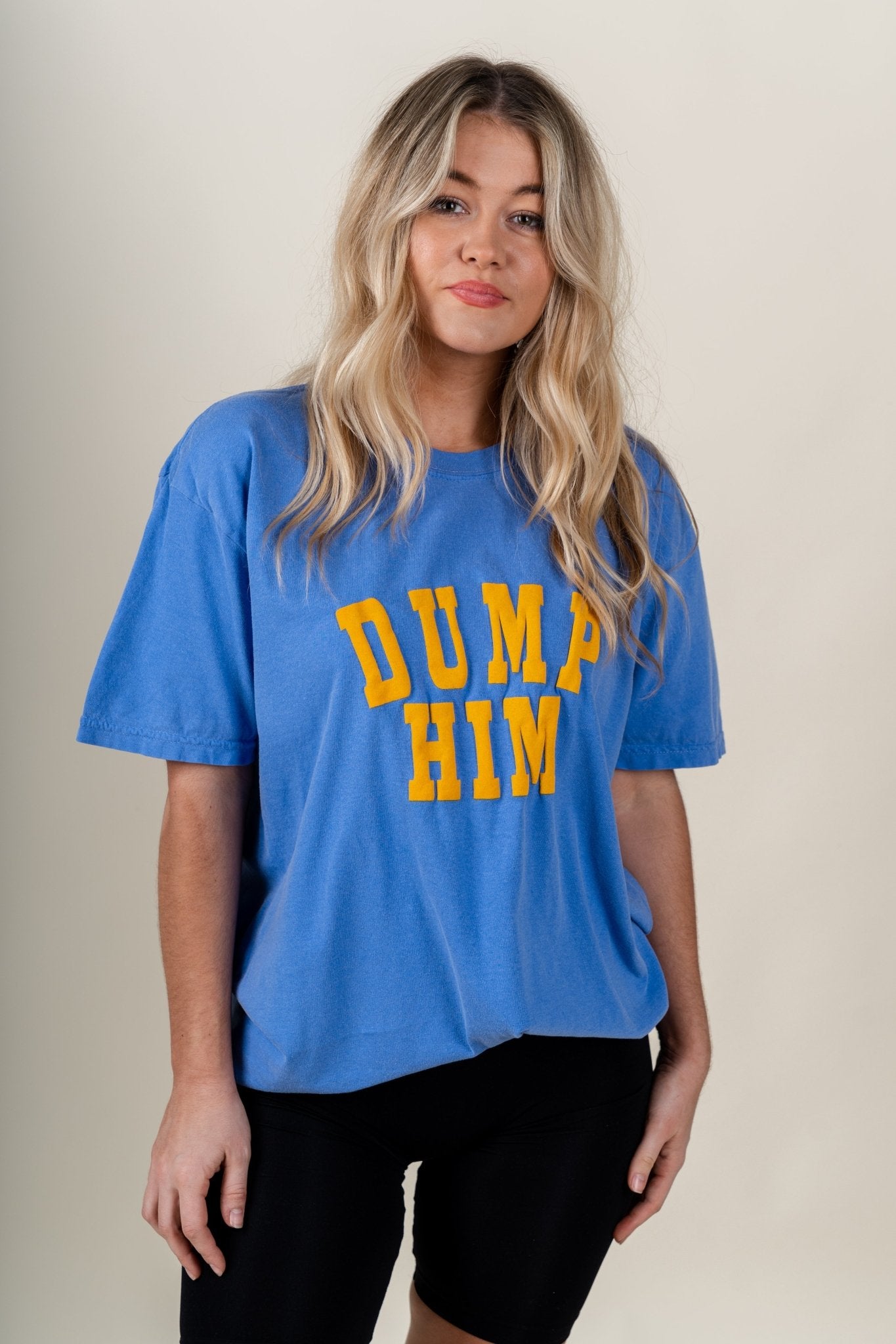 Dump him t-shirt deep forte - Cute T-shirt - Trendy Graphic T-Shirts at Lush Fashion Lounge Boutique in Oklahoma City