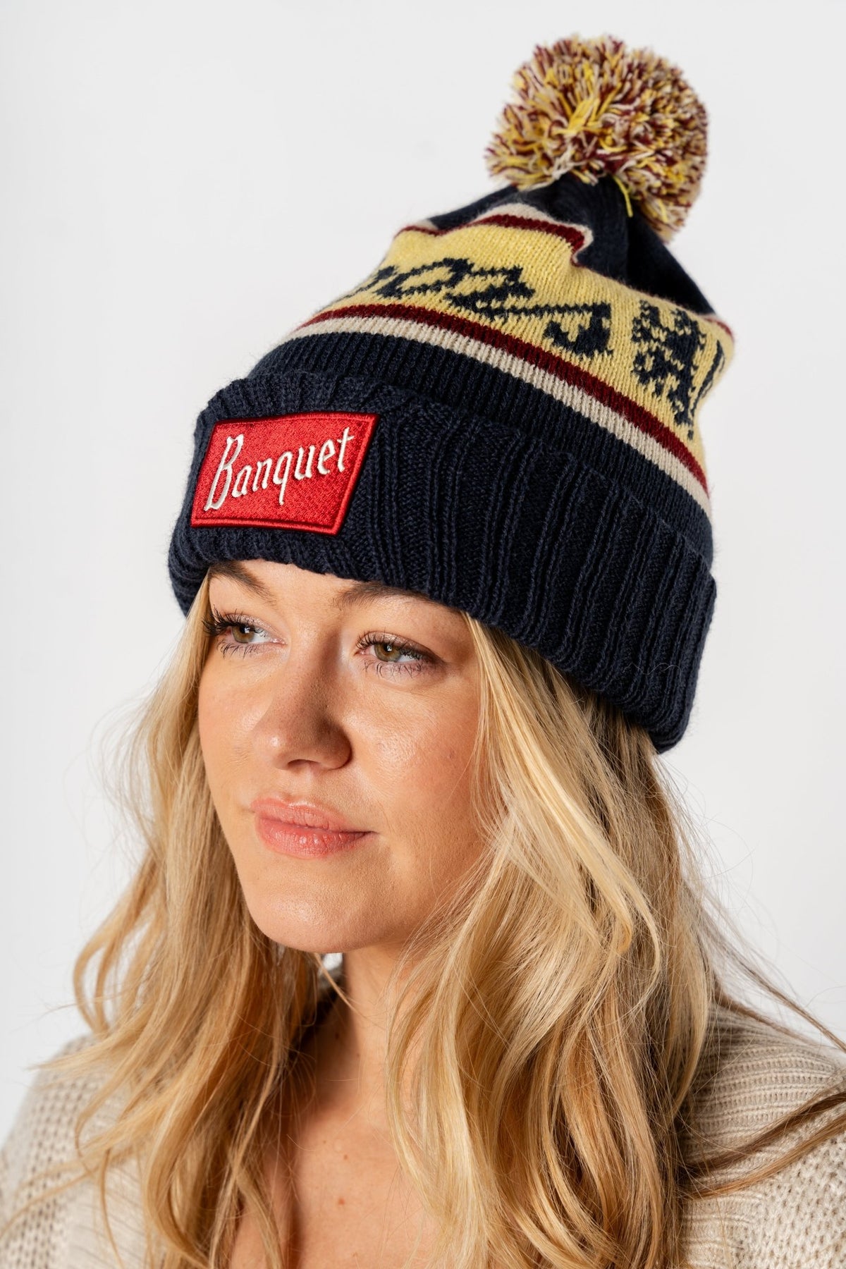 Coors pillow line pom beanie navy/red - Trendy Gifts at Lush Fashion Lounge Boutique in Oklahoma City