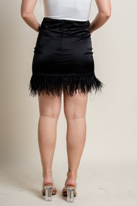 Feather trim skirt black | Lush Fashion Lounge: boutique fashion skirts, affordable boutique skirts, cute affordable skirts