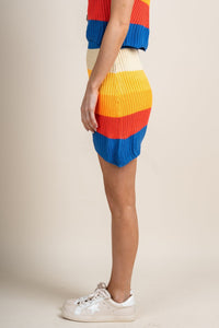 Striped knit skirt orange/blue | Lush Fashion Lounge: boutique fashion skirts, affordable boutique skirts, cute affordable skirts