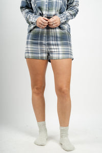 Z Supply co-ed flannel shorts dusty denim - Z Supply Shorts - Z Supply Tops, Dresses, Tanks, Tees, Cardigans, Joggers and Loungewear at Lush Fashion Lounge