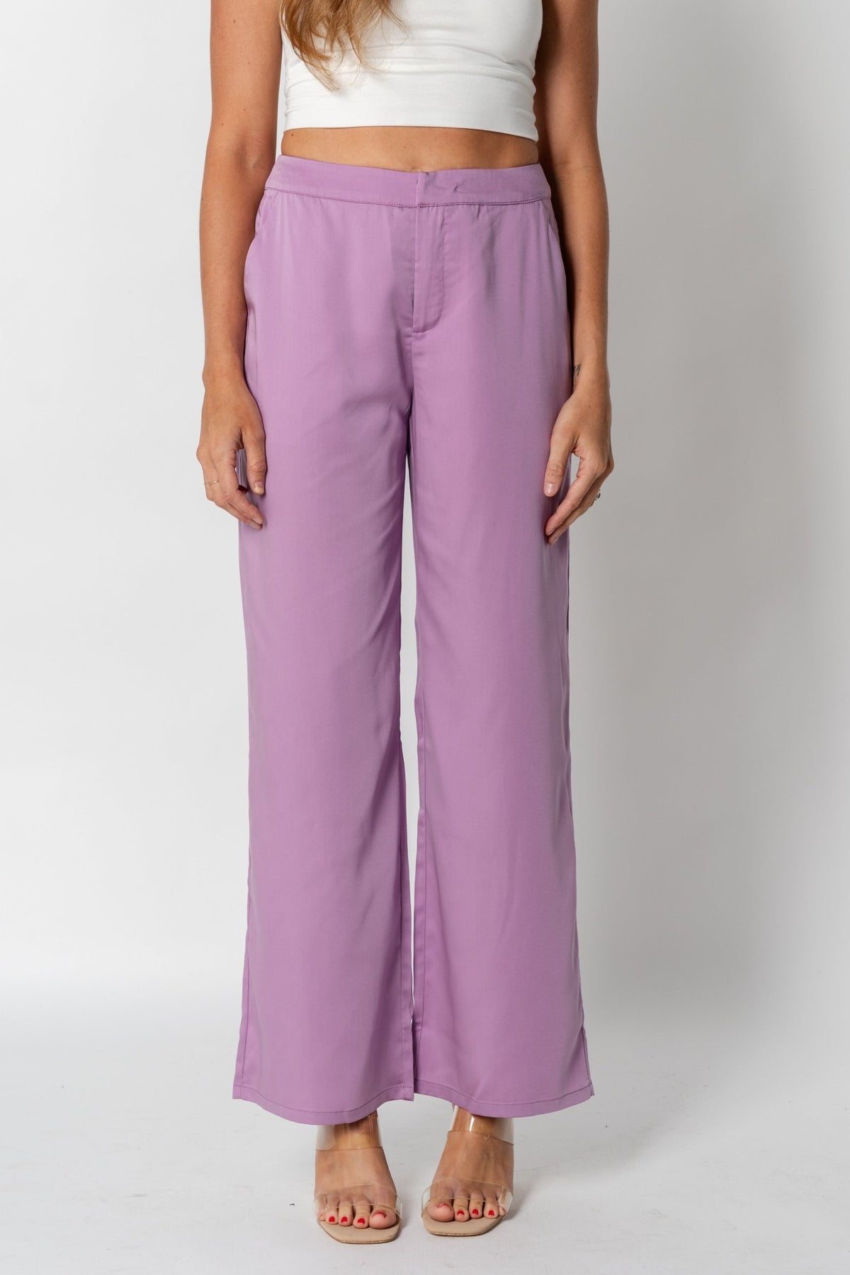 Mid rise wide leg pants lilac | Lush Fashion Lounge: women's boutique pants, boutique women's pants, affordable boutique pants, women's fashion pants
