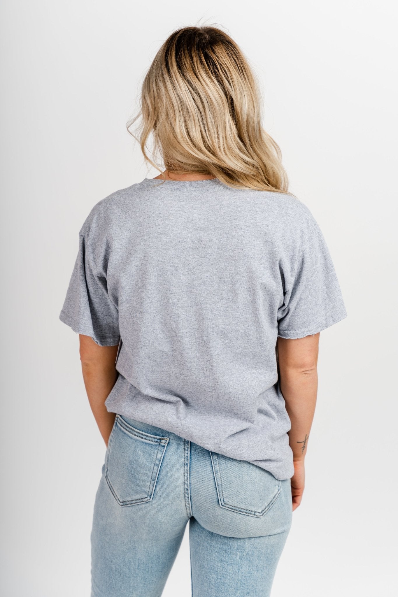 OKLA plaid arch thrifted t-shirt grey