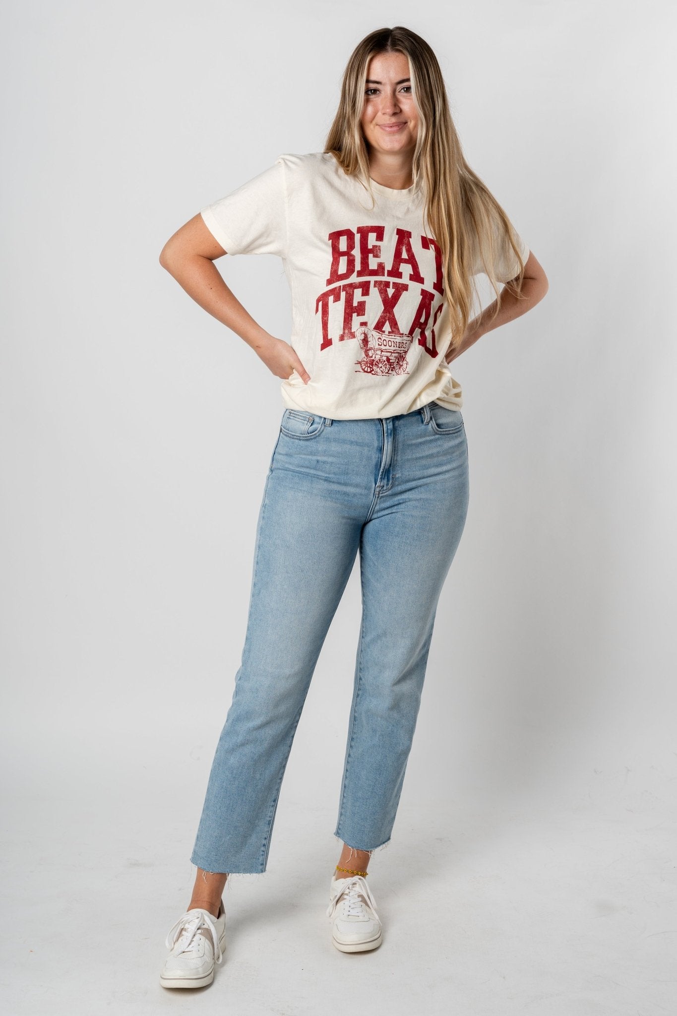 OU OU Beat Texas Schooner unisex short sleeve t-shirt natural T-shirts | Lush Fashion Lounge Trendy Oklahoma University Sooners Apparel & Cute Gameday T-Shirts