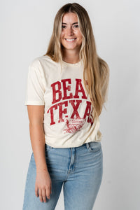 OU OU Beat Texas Schooner unisex short sleeve t-shirt natural T-shirts | Lush Fashion Lounge Trendy Oklahoma University Sooners Apparel & Cute Gameday T-Shirts