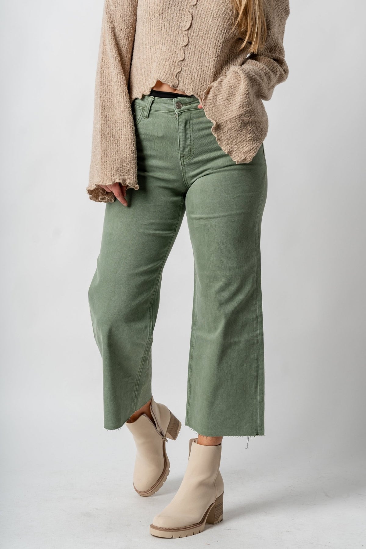 Vervet high rise wide leg jeans army green | Lush Fashion Lounge: boutique women's jeans, fashion jeans for women, affordable fashion jeans, cute boutique jeans