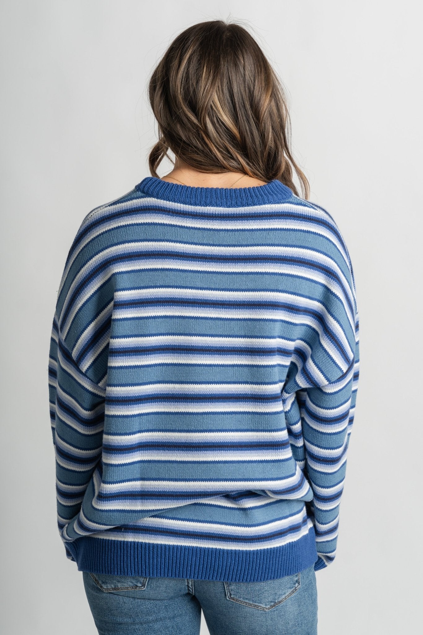 Striped oversized sweater blue multi
