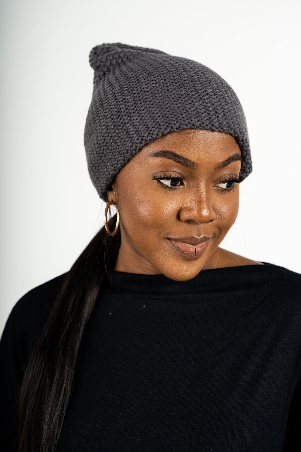 Textured slouchy beanie grey - Trendy Beanies at Lush Fashion Lounge Boutique in Oklahoma City