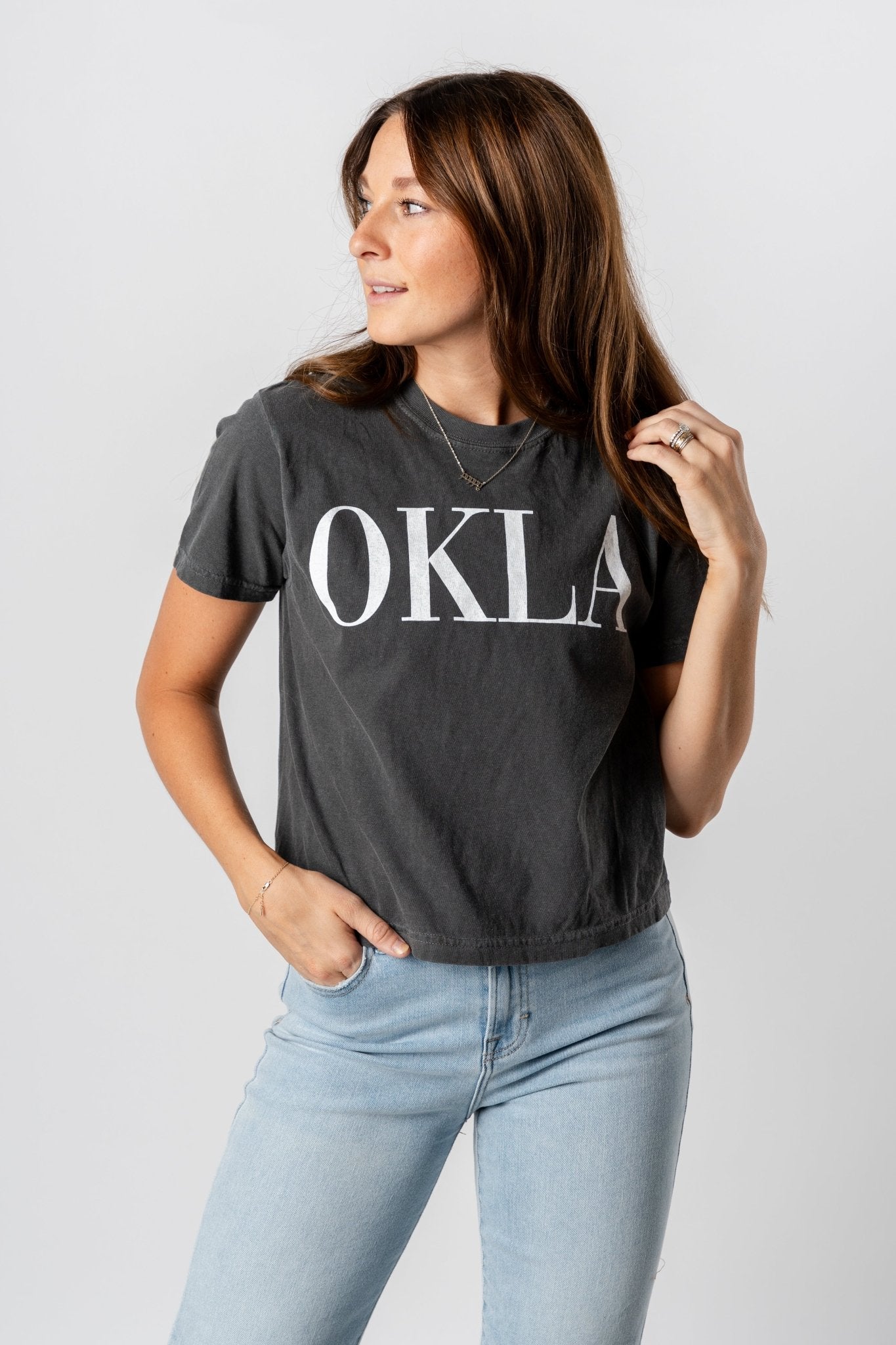 OKLA Vogue comfort color crop t-shirt pepper