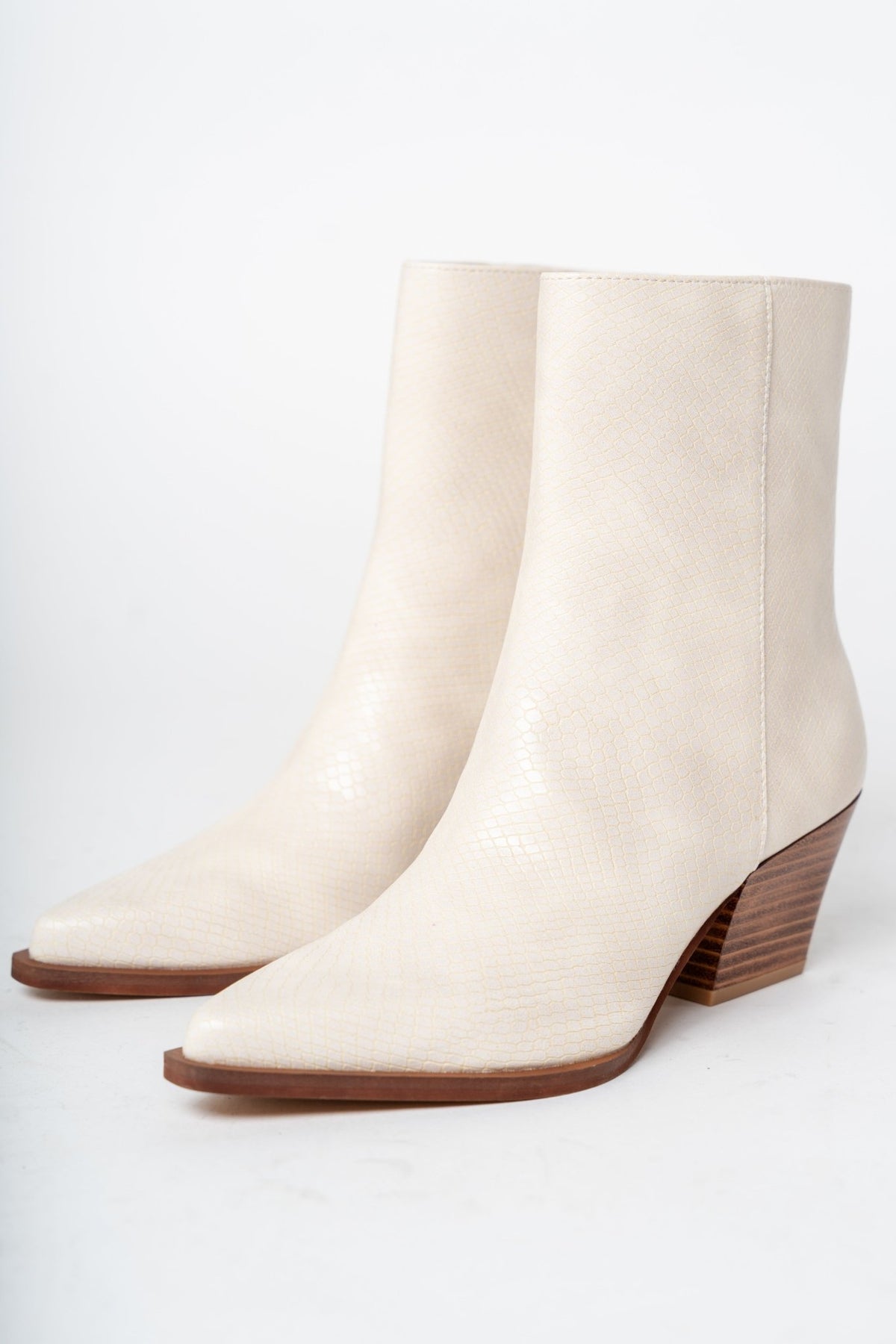 Miley alligator bootie beige - Cute shoes - Trendy Shoes at Lush Fashion Lounge Boutique in Oklahoma City