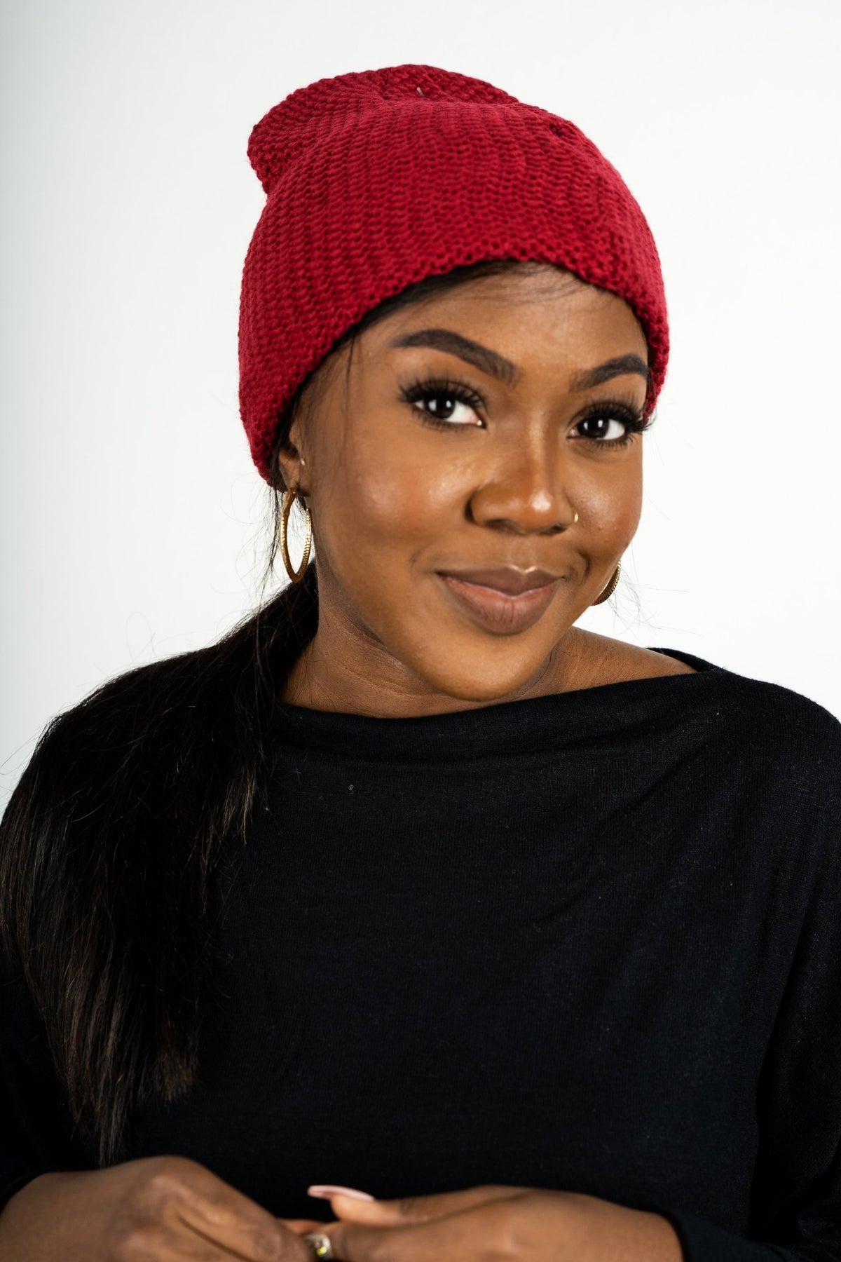 Textured slouchy beanie red - Trendy Beanies at Lush Fashion Lounge Boutique in Oklahoma City