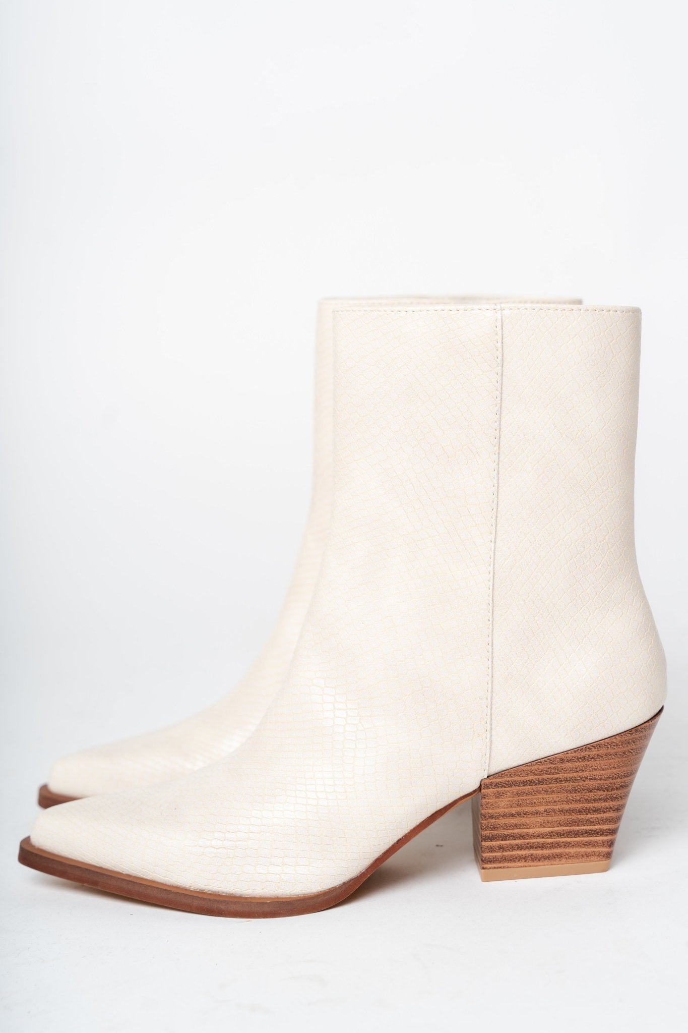 Miley alligator bootie beige - Affordable shoes - Boutique Shoes at Lush Fashion Lounge Boutique in Oklahoma City