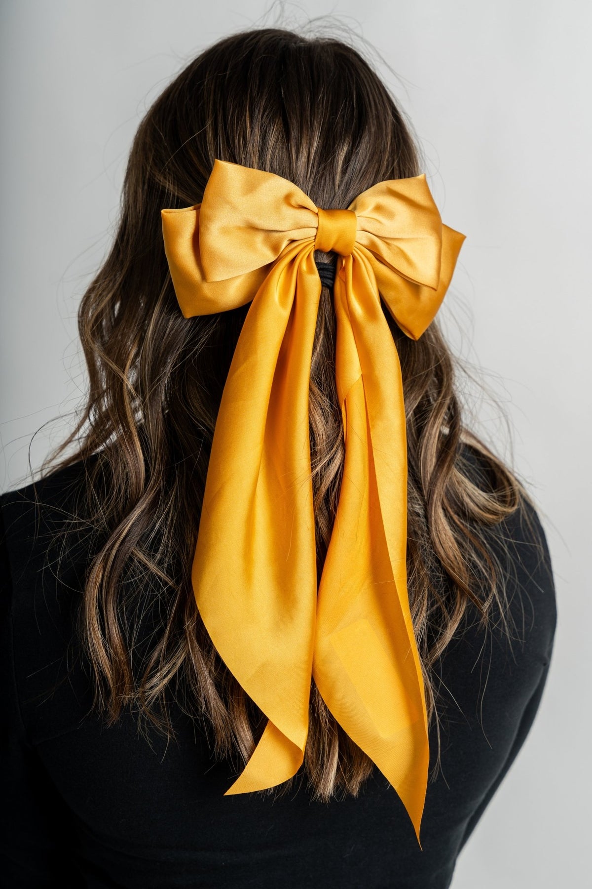 Butterfly satin hair bow clip yellow - Trendy Gifts at Lush Fashion Lounge Boutique in Oklahoma City