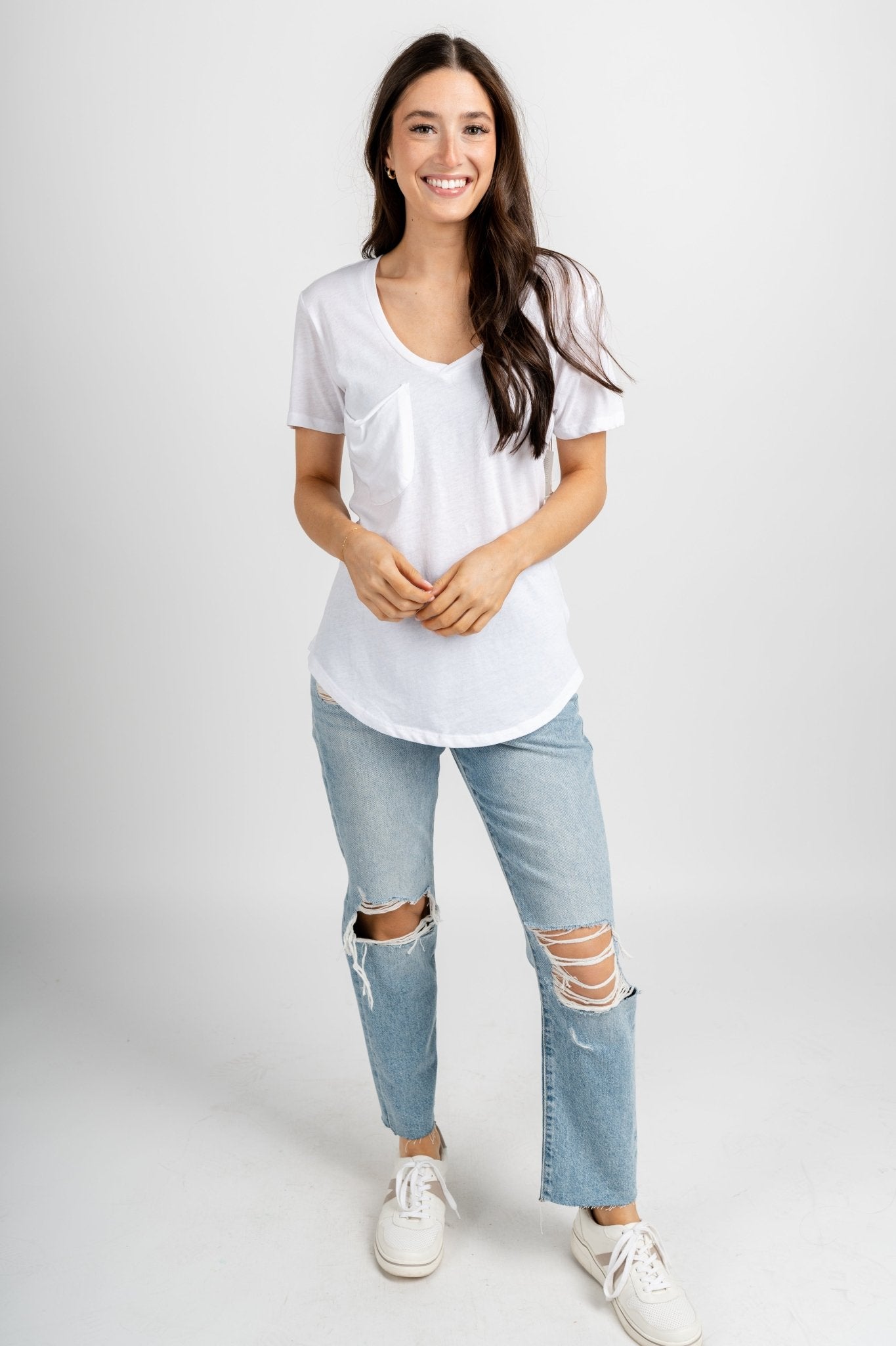 Z Supply pocket tee white - Z Supply Top - Z Supply Clothing at Lush Fashion Lounge Trendy Boutique Oklahoma City