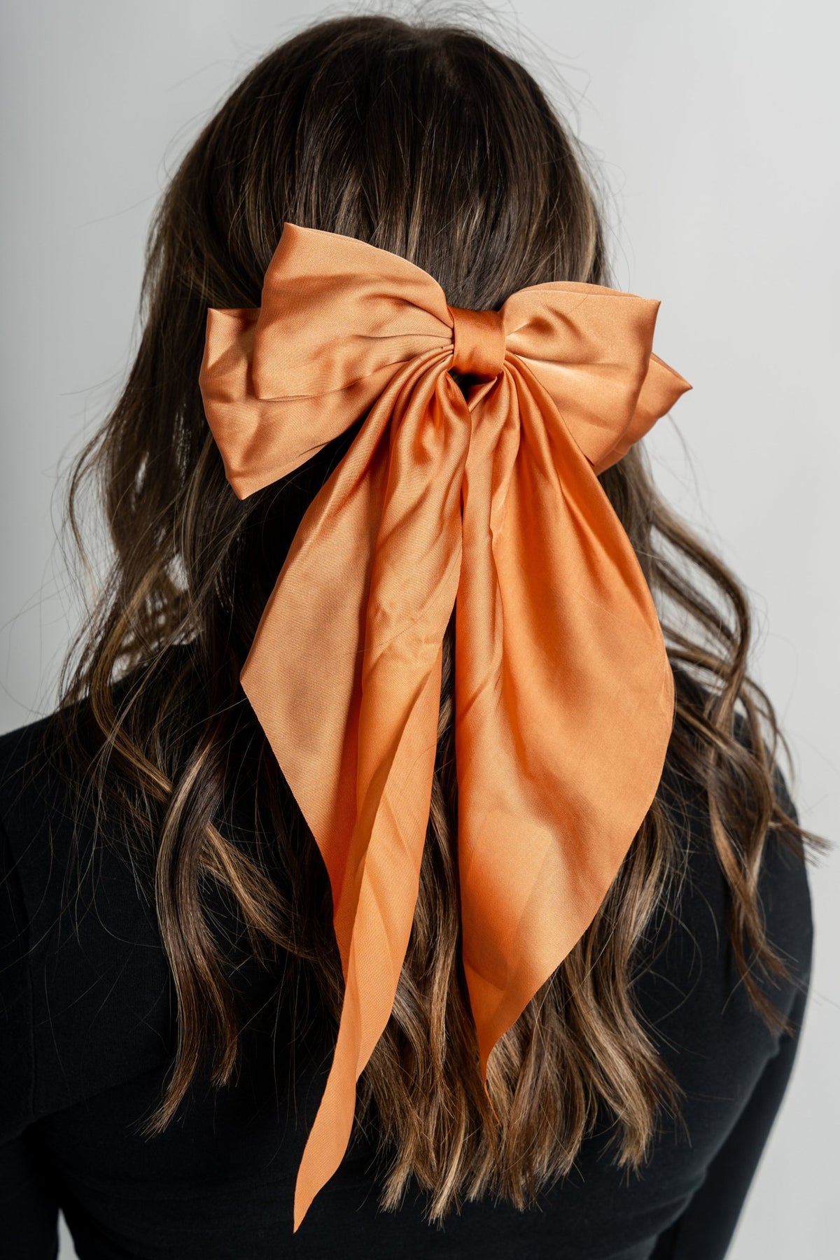 Butterfly satin hair bow clip light orange - Trendy Gifts at Lush Fashion Lounge Boutique in Oklahoma City