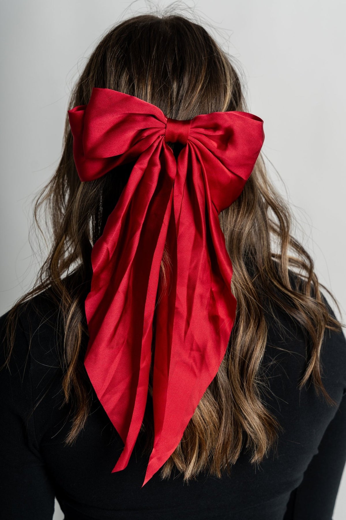 Butterfly satin hair bow clip red - Trendy Gifts at Lush Fashion Lounge Boutique in Oklahoma City