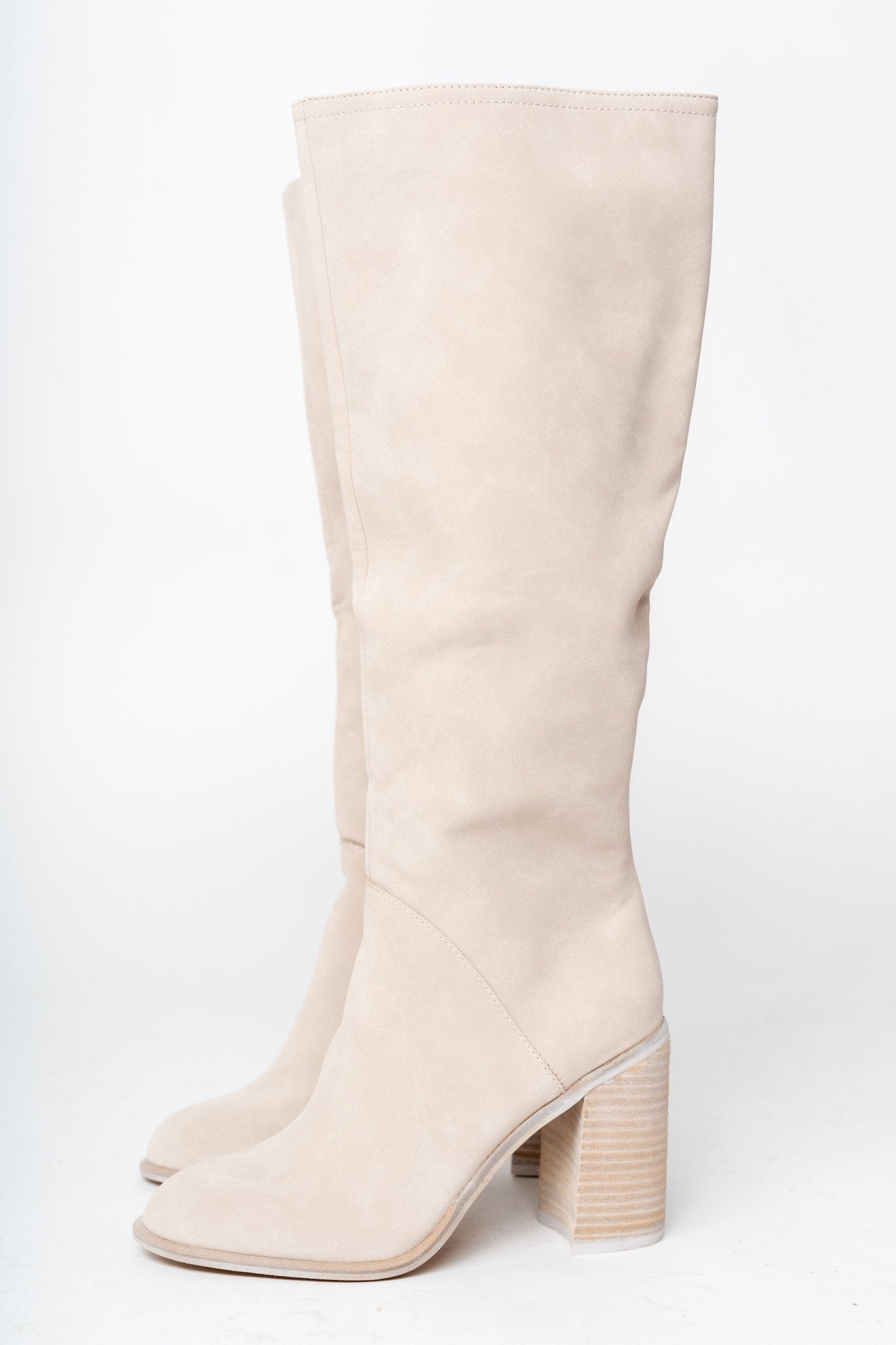 Shiloh knee high boot light grey - Affordable shoes - Boutique Shoes at Lush Fashion Lounge Boutique in Oklahoma City