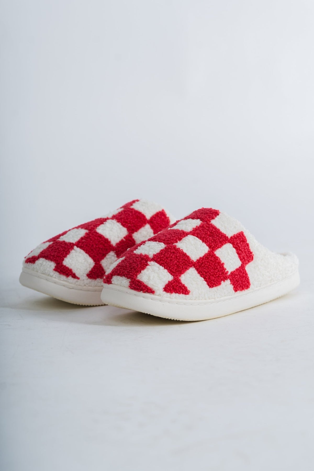 Checkered slip on slippers fuchsia - Trendy slippers - Cute Loungewear Collection at Lush Fashion Lounge Boutique in Oklahoma City