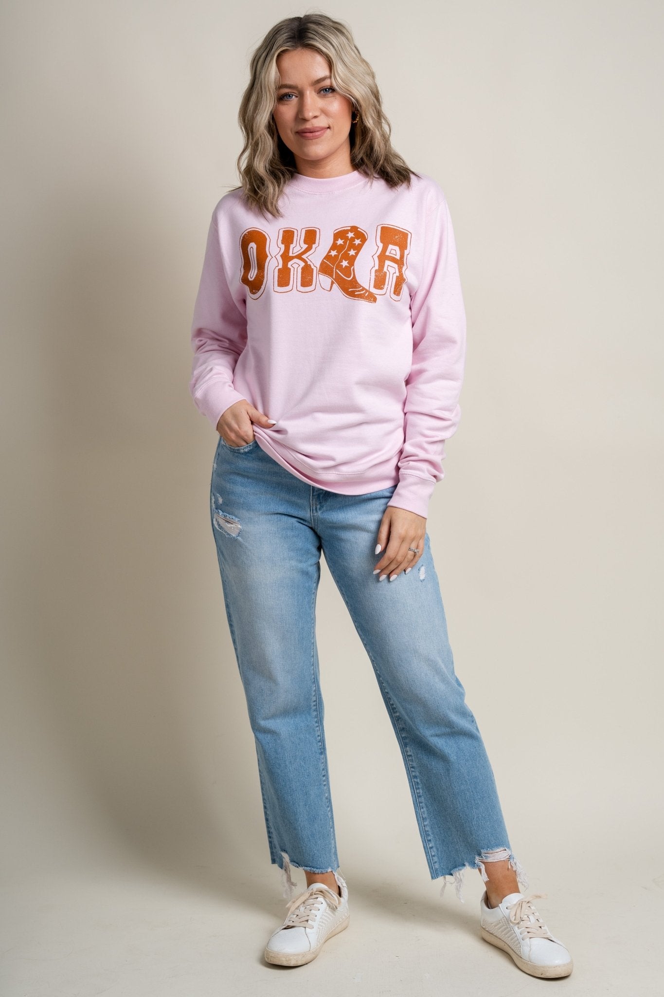 OKLA boot sweatshirt pink