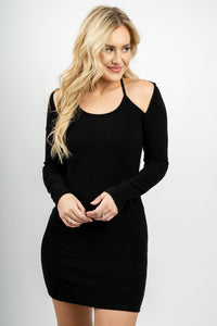 Ribbed halter mini dress black - Affordable Dress - Boutique Dresses at Lush Fashion Lounge Boutique in Oklahoma City