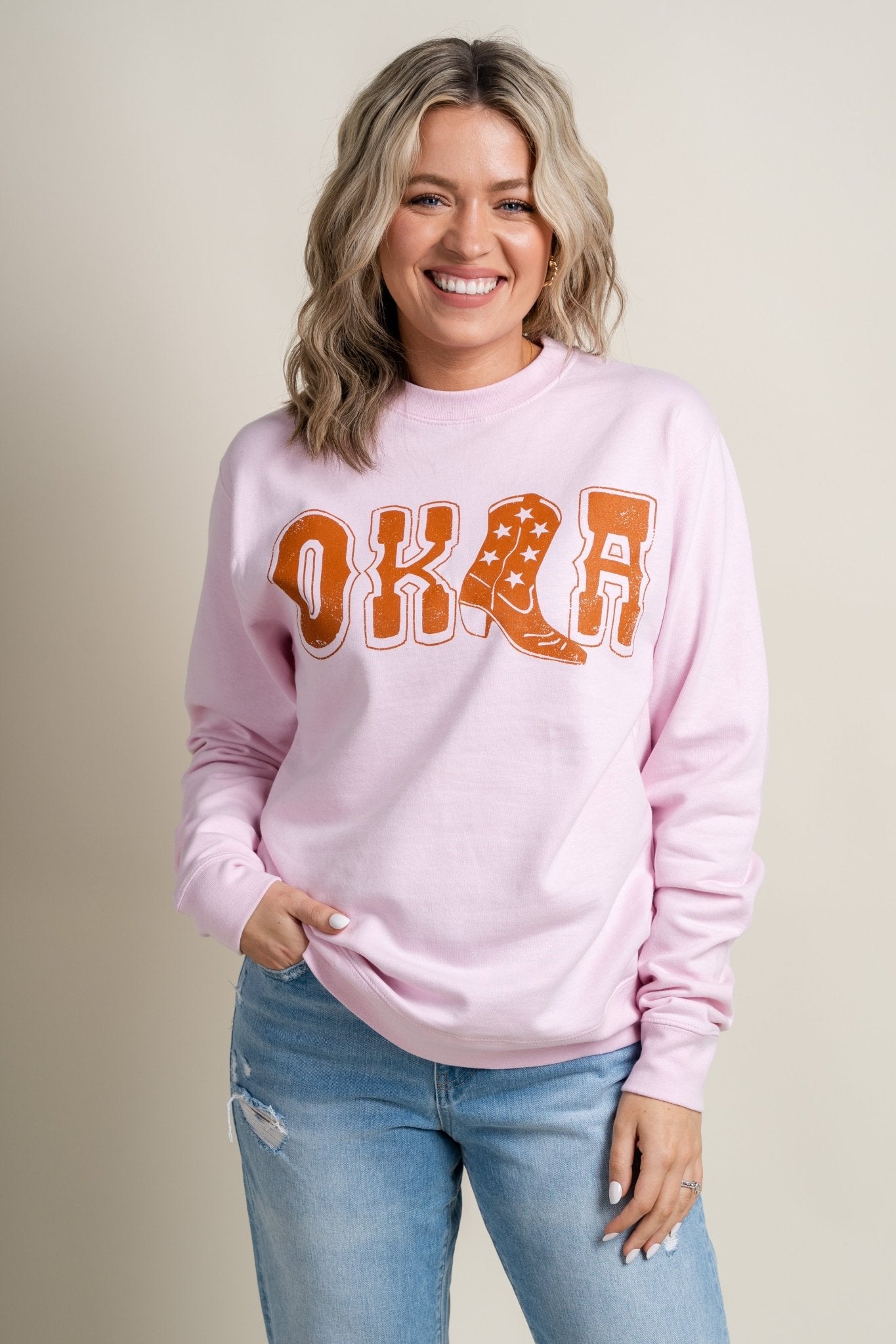 OKLA boot sweatshirt pink
