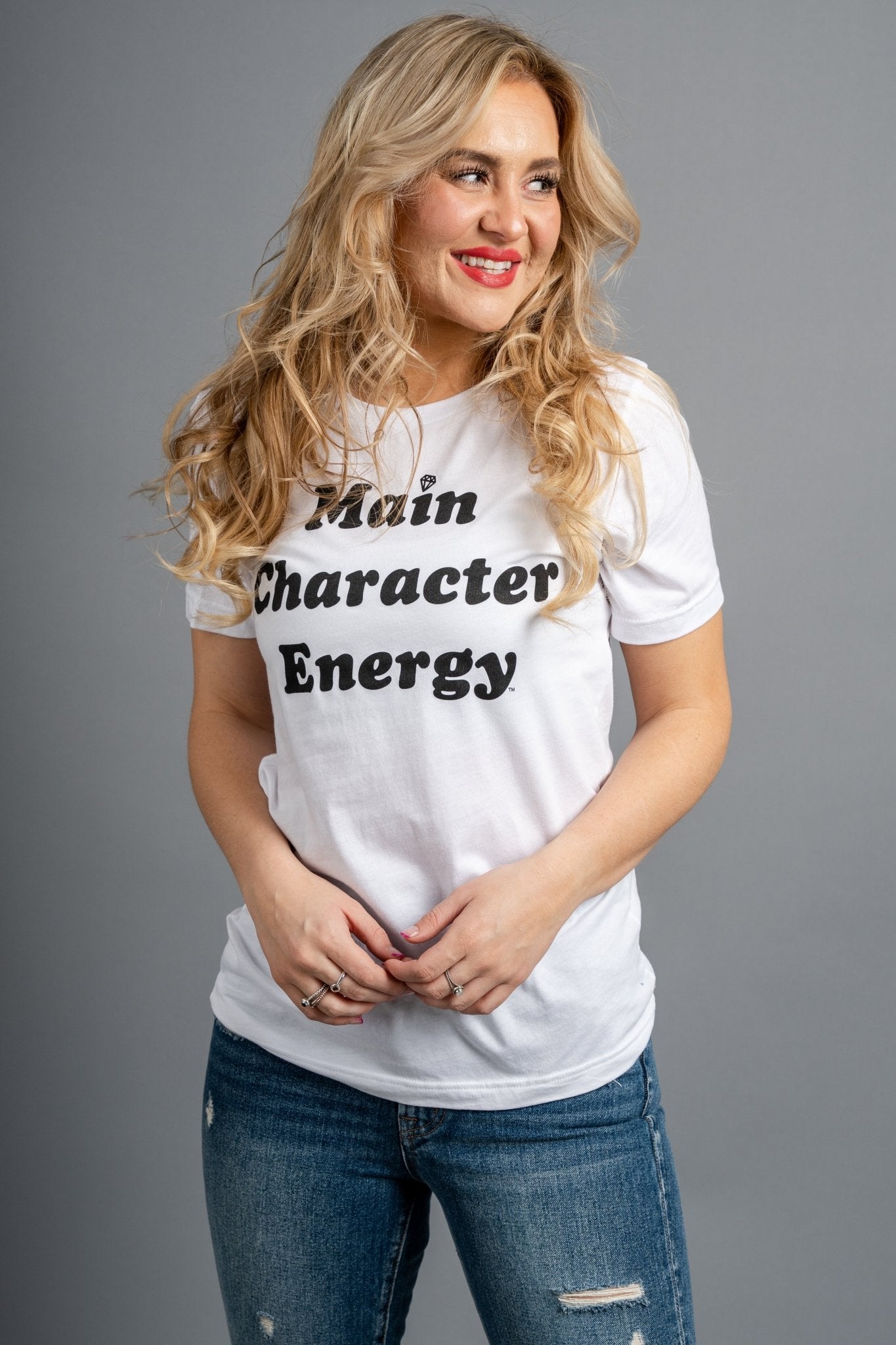 Main character energy short sleeve t-shirt white - Stylish t-shirt - Trendy Graphic T-Shirts and Tank Tops at Lush Fashion Lounge Boutique in Oklahoma City