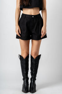 Pleated shorts black - Affordable Shorts - Boutique Shorts at Lush Fashion Lounge Boutique in Oklahoma City