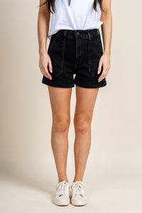 High rise cargo shorts washed black - Cute Shorts - Fun Vacay Basics at Lush Fashion Lounge Boutique in Oklahoma City