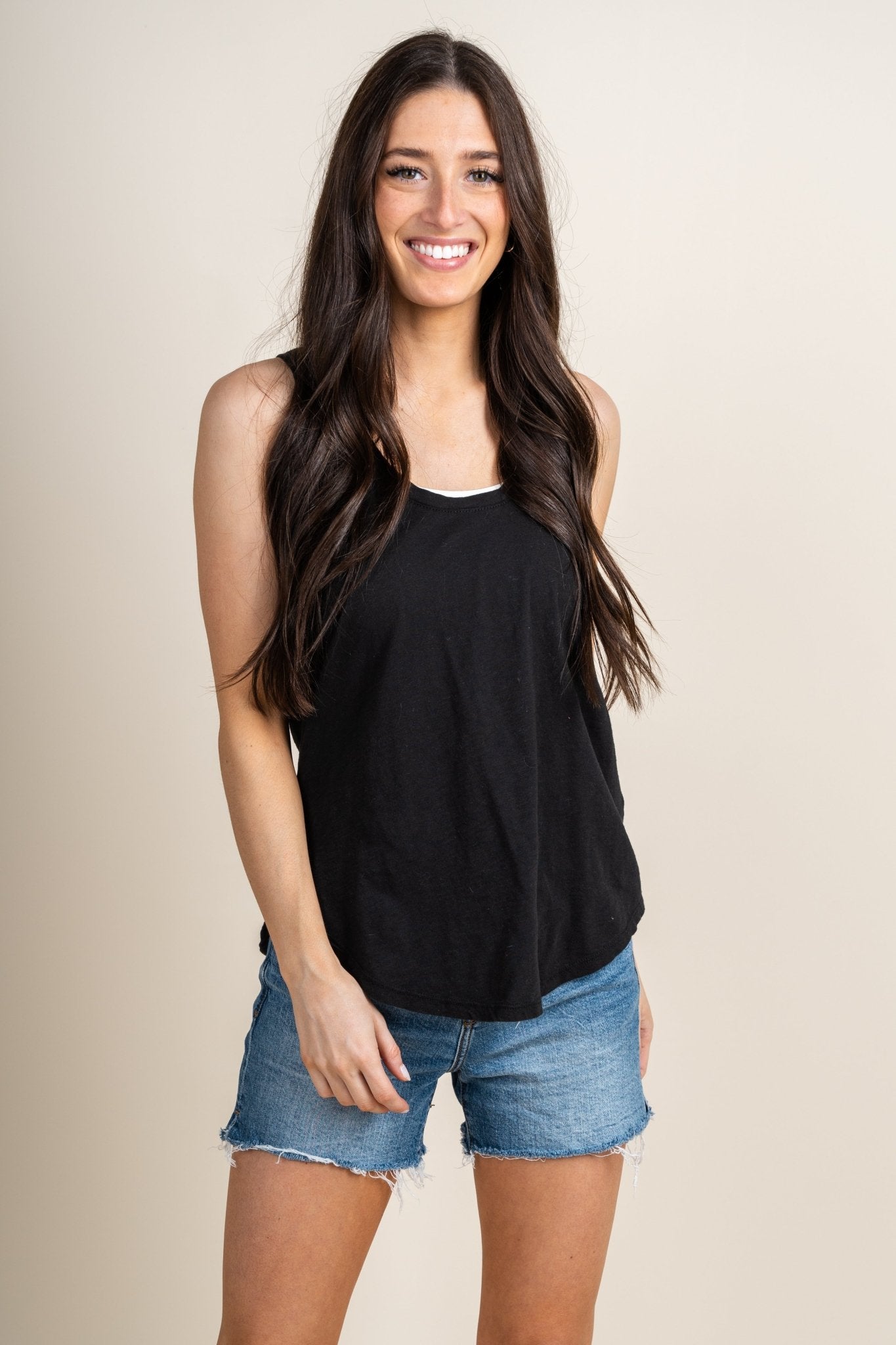 Z Supply relaxed slub tank top black - Z Supply Tank Top - Z Supply Tops, Dresses, Tanks, Tees, Cardigans, Joggers and Loungewear at Lush Fashion Lounge