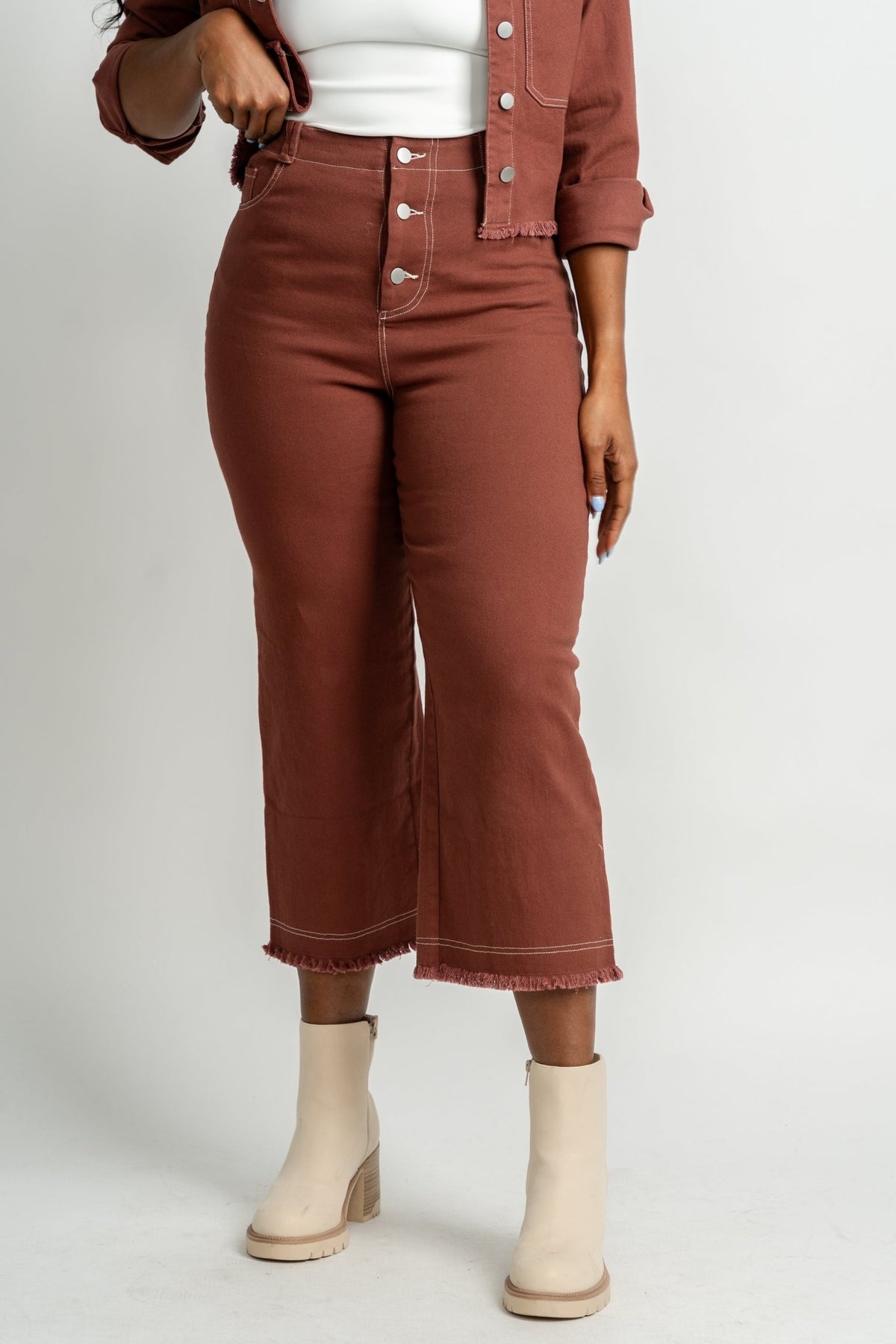 Contrast stitch pants plum | Lush Fashion Lounge: women's boutique pants, boutique women's pants, affordable boutique pants, women's fashion pants