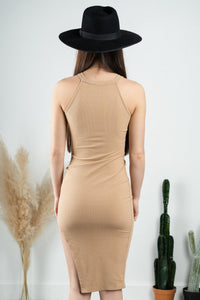 Knit tank dress taupe - Affordable Dresses - Boutique Dresses at Lush Fashion Lounge Boutique in Oklahoma City