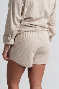 Corduroy shorts beige - Adorable Shorts - Stylish Comfortable Outfits at Lush Fashion Lounge Boutique in OKC