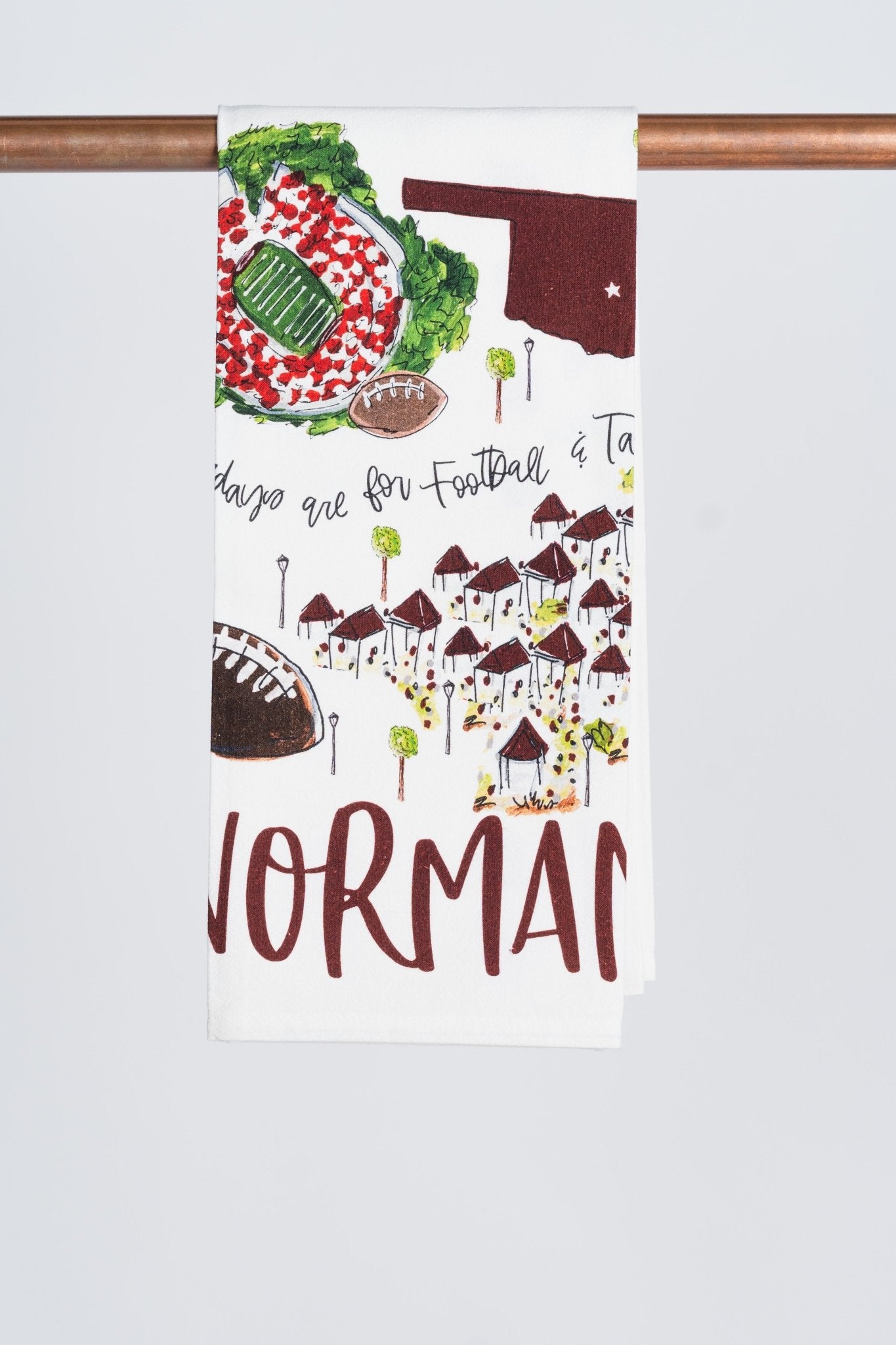 Norman, OK gameday tea towel natural - Trendy Gifts at Lush Fashion Lounge Boutique in Oklahoma City