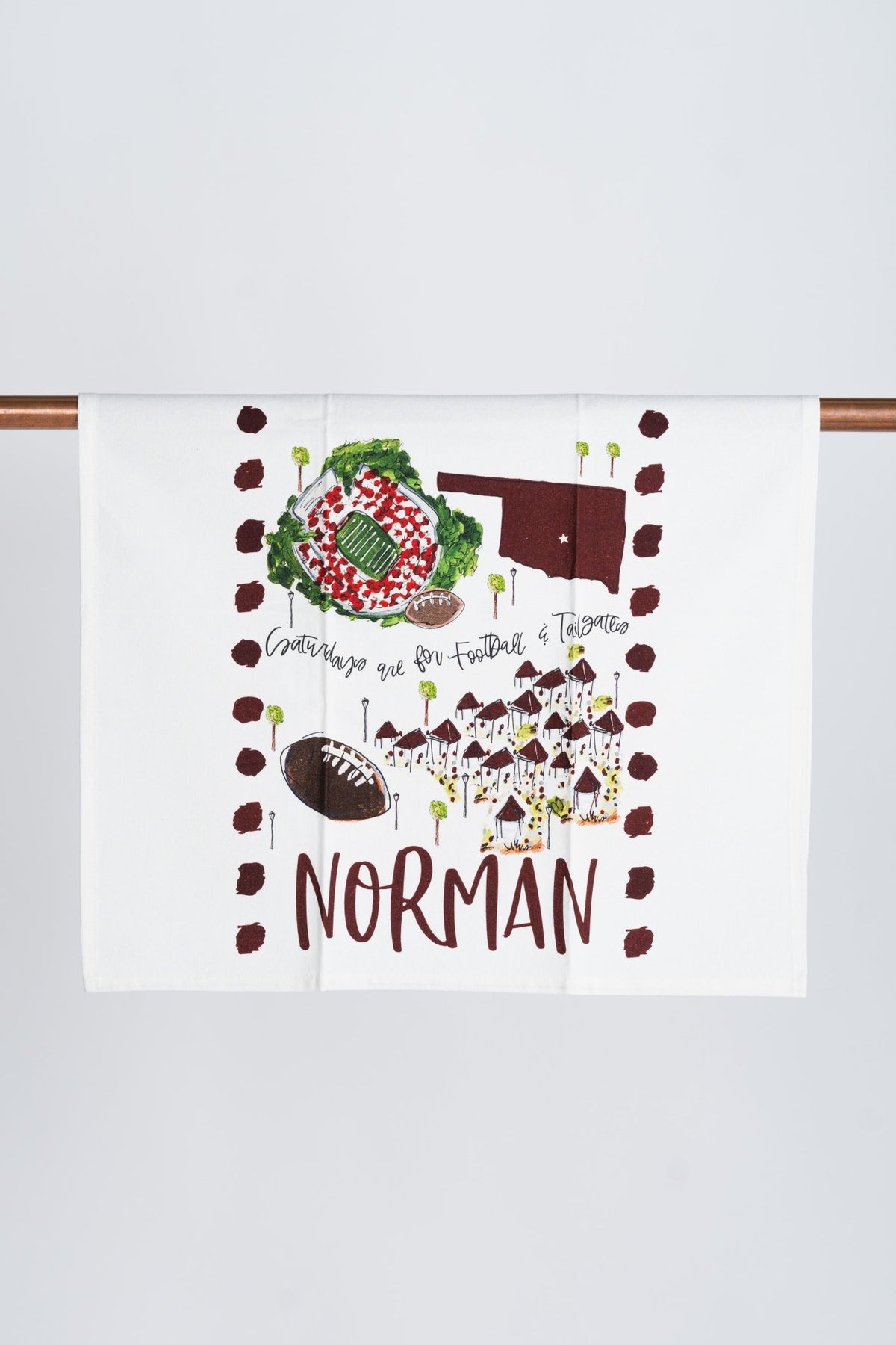 Norman, OK gameday tea towel natural - Trendy Gifts at Lush Fashion Lounge Boutique in Oklahoma City