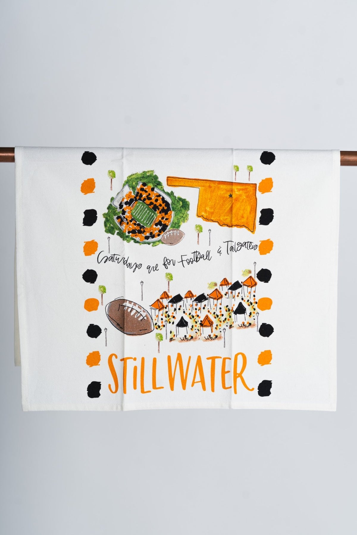 Stillwater, OK gameday tea towel natural - Trendy Gifts at Lush Fashion Lounge Boutique in Oklahoma City