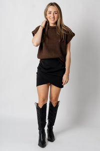 Wrap mini skirt black | Lush Fashion Lounge: boutique fashion skirts, affordable boutique skirts, cute affordable skirts