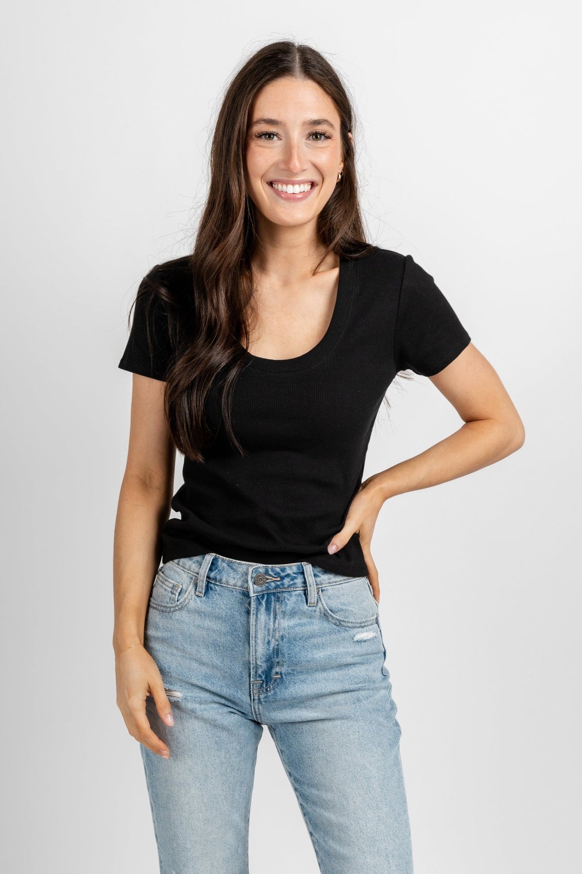 Z Supply Sirena short sleeve tee black - Z Supply Top - Z Supply Tops, Dresses, Tanks, Tees, Cardigans, Joggers and Loungewear at Lush Fashion Lounge